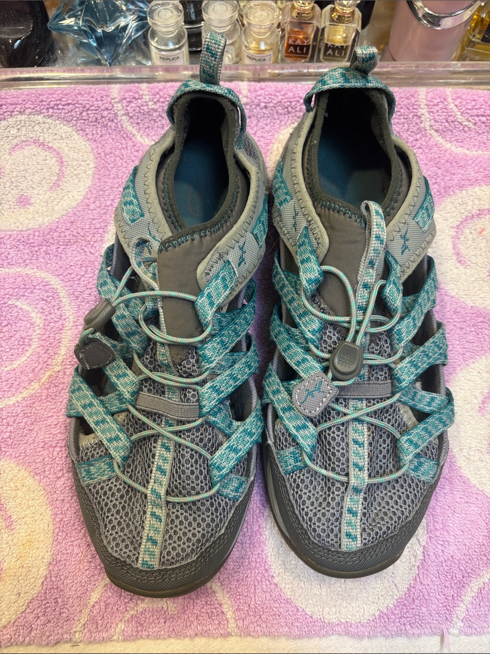 Chaco Women's Grey and Teal Outdoor Sandal sneakers